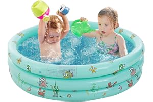 SHOKAN Planschbecken für Kinder, 3-Ring-Baby-aufblasbarer Schwimmbad mit verdicktem Sicherheitsblasenboden, kleine Kinder-Planschbecken für Babys, drinnen und draußen, Garten und Hinterhof