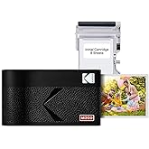 KODAK Mini 2 ERA 4PASS Mobile Photo Printer (5.3 x 8.6 cm) (Black, Photo Printer + 8 Leaves)