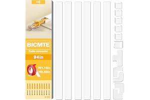 BICMTE Cable Trunking White 2.4-Meter hides Wires Manage ethernet/Burglar Alarm Cables/Power Aerial and hdmi Cables
