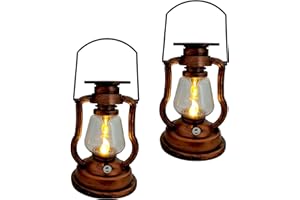 PB-VERSAND 2 farolillos solares LED vintage con vela LED, farolillos solares de jardín, de cristal antiguo (2 farolillos solares vintage)