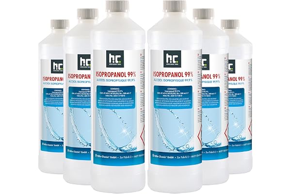 Höfer Chemie Isopropanol 99,9% (IPA) 6 X 1 L - Alcool Isopropylique pour le Nettoyage et le Dégraissage - Solvant Puissant - Multiusage