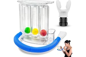 GZcaiyun 1 x 3-chamber breathing trainer, lung trainer with 3 colourful balls and 1 silicone mouthpiece, breathing exercise trainer for lung function and speech therapy, deep breath trainer