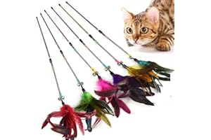 Aidiyapet Giocattolo per Gatti con Piuma, Bacchetta con Piume e Campanellino (6 Pack)