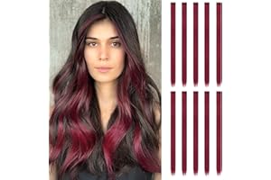 ARWIG 10 extension per capelli rossi, lunghezza 55,8 cm, capelli finti lisci con clip, accessori per capelli per ragazze (rosso scuro)