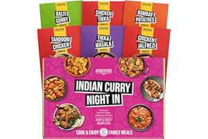 SPICE 'N' TICE SPICENTICE Indian Curry Night In - 6 Curry Kits with Premium Indian Natural Spices & Seasonings -100% Natural Premium Curry Spices - Vegan & Low Calorie – Cooking Gift for A Curry Lover