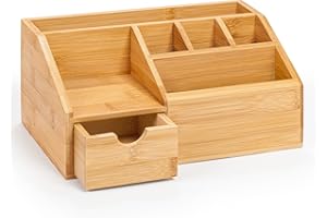 woodluv Desk Organiser, Desk Tidy Pen Holder Organiser, Make Up Organiser/Office Multifunctional Organizer, 24.5 x 15 x 11cm