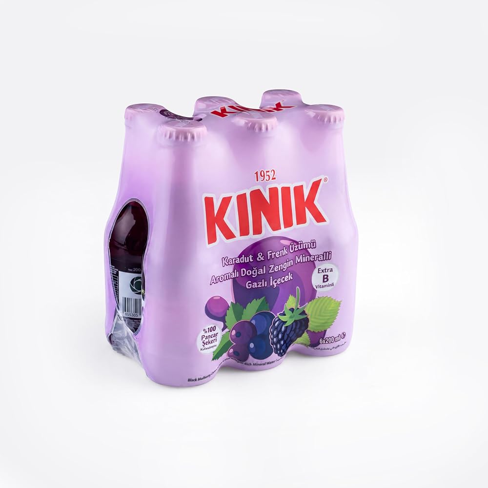 Kınık Extra B Vitaminli Karadut & Frenk Üzümü Aromalı Maden Suyu 6 x 200 ml