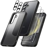 JETech 5 in 1 Mate Case for Samsung Galaxy S24, Black | 2 Tempered Glass Screen Protectors, 2 Camera Lens Protectors, Protect