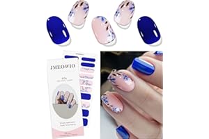 JMEOWIO Gel Nail Stickers Fleurs Rose Bleue, 20 Bandes, Semi-durcis, Faciles à Utiliser, Art d'Ongles Fait Soi-même, Cadeau Parfait