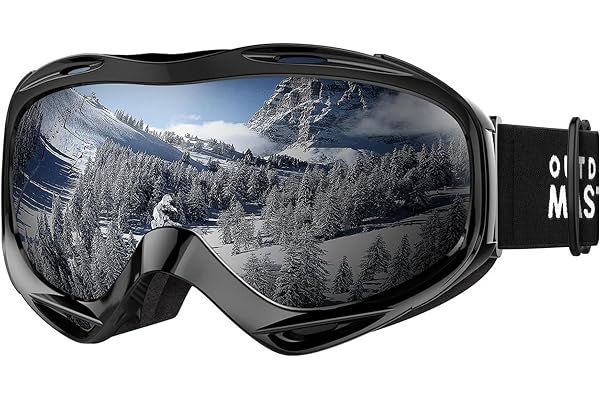 OutdoorMaster Masque de Ski OTG - Anti-Buée Lunettes de Ski, Anti-poussière Coupe-Vent 100% protection UV400 Masques de Snowboard pour Hommes & Femme,Garçons et Filles