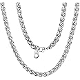 Can Engraved, 3/6 mm Spiga Wheat/Twist Rope Chain, Replacement Chain, 18-30 inches, 316L Stainless Steel/18K Gold Plated(Send Gift Box)