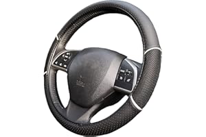 UKB4C Car Leather Look Steering Wheel Covers Universal 15 inch Breathable Anti-slip Wheel Sleeve Protector (Black)