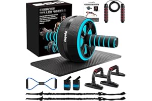 LUYATA Ab Roller Wheel, 10-In-1 Ab Exercise Wheels Kit with Resistance Bands, Knee Mat, Jump Rope, Push-Up Bar - Home Gym Equipment for Men Women Core Strength & Abdominal Exercise