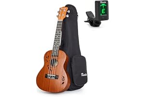 Kmise Konzert-Ukulele Concert Uke Akustische Hawaii-Gitarre 23 Zoll 18 Bünde Mahagoni mit Ukulele-Tasche und Stimmgerät