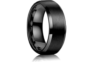 WATEFOER Anelli in Acciaio Inox per Uomo 8MM Anello di Fascia Nuziale Anelli di Fidanzamento con Finitura Opaca Bordo Lucido Smussato Anelli di Promessa per Uomini Donne Unisex
