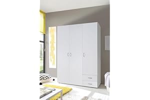MERCATONE GERMANVOX DA OLTRE 40 ANNI ARREDA LA TUA CASA Armadio Guardaroba 3 Ante e 2 Cassetti | Armadio Camera da Letto Moderno 121x177x51 cm (LxHxP) | Ampio Spazio Organizzativo con Barra Appendiabiti | Colore Bianco