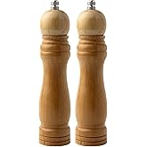 Bambu G&ouml;vdeli Komple Ahşap Tuz Karabiber Değirmeni Baharat &Ouml;ğ&uuml;t&uuml;c&uuml;s&uuml; Orta Boy 21 Cm 2 Adet