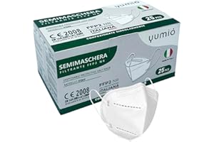gef + medica® 25 Mascherine FFP2 Bianche Made in Italy, Singolarmente Imbustate, Certificate CE, Alta Protezione, 5 Strati Filtranti, Confortevoli ed Ergonomiche, Elastici Morbidi, Qualità Italiana