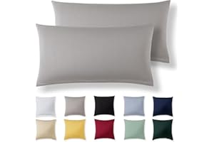 Alreya Kissenbezug 40 x 80 cm (2er Set) - Hellgrau - 100% Jersey Baumwolle - Kissenhülle für Kissen 40x80 cm, Jersey Kopfkissenbezüge, Superweicher Kissenbezüge 40x80 mit Reißverschluss
