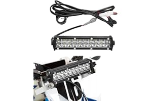 Runfarr Barra de luz LED doble fila 8 pulgadas, 10-30 V, luz impermeable todoterreno con kit de arnés, universal para manillares 7/8 pulgadas YZ125 YZ250F WR250F