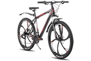 HH HILAND Hiland Bicicleta de Montaña para Adultos 26 Pulgadas, Frenos de Disco Delanteros y Traseros, Rueda 3/6 Cuchillas, 21 Velocidades, Cuadro de Aluminio Ligero, Horquilla de Suspensión