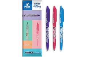 PILOT Frixion Heat/Friction Erasable Rollerball Pen FR7 - Medium Line 0.7mm Tip Nib - In Envelope Gift Packaging - Pack of 3 (Violet/Pink/Light Blue)