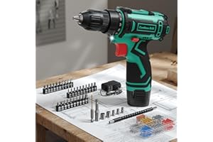 VIWKO 12V Destornillador Electrico, Taladro Atornillador Batería Max 25NM, 98 Accesorios Atornillador Electrico, 25+1 Par, LED Luz, Baterías 2000mAh, Portabrocas 10mm, para Reparación y DIY Green