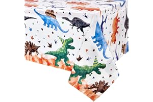 WERNNSAI Watercolour Dinosaur Party Tablecloth - 2PCS 137 x 274cm Dinosaur Party Supplies for Kids Boys Dino Theme Birthday Party Decoration Dinosaur Printed Rectangular Plastic Disposable Table Cover