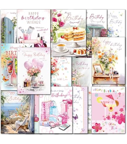 Pack 20x Contempory Male And Female Happy Birthday Cards - View #7