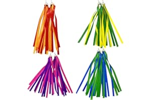 FILOEEX 4 Pair Handlebar Streamers for Girls Boys,Colorful Kid's Bike Streamers,Kid's Rainbow Bike Streamers,Bike Grips Tassels Ribbons,Bicycle Handlebar Grips for Scooter's/tricycle's/bike's Handlebars,10 In