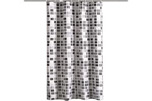 Eabdice Wodoszczelna zasłona prysznicowa, z 8 haczykami, z mozaiką, odporna na zabrudzenia, do łazienki, toalety, 120 x 180 cm, wzór mozaikowy