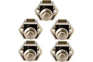 LESOLEIL Cierre Pulsador Autocaravana - Cerradura Armario Botón Presión Puerta para Camper,Furgoneta, Yate, Níquel 5 Piezas