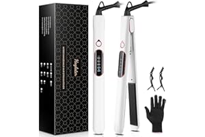 Hair Straighteners for Women, Haglater 2 in 1 Straightener and Curler Ceramic Plates Flat Iron with Adjustable Temperature LCD Display Straightening Styling Tool for Long Hair