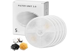 OrdasPet Lot de 5 Filtre Fontaine Eau Chat Compatible avec 1,85 l Fontaines pour Chats 2.0 & 3.0 Filtre de Rechange Charbon Actif Résine ION Systèmes de Filtration Multiples