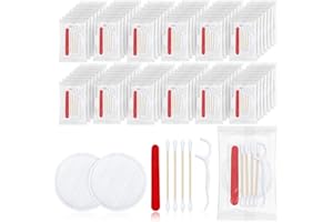 LLHQAMT Hotel Vanity Set, Hotelbedarf Toilettenartikel einzeln verpackt, Hotel Vanity Kit mit Wattepads, Wattestäbchen, Zahnseide und Nagelfeile (200 Stück)