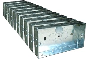 SMARTHOME 10 x Double Metal Back Box 25mm Flush Wall Pattress / 2 Gang Electrical Sockets