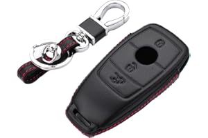 M.JVisun Llave del Coche Real Cuero Carcasas para Llaves para Mercedes-Benz 2019-2022 Clase A Clase C Clase G 2017-2022 Clase E 2018-2021 Clase S Funda Protectora - Cuero - Negro