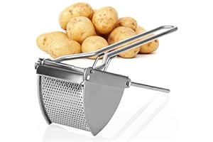 COM-FOUR® Presse-purée de terre en acier inoxydable, lavable au lave-vaisselle - Presse à spaetzle - Presse à crème glacée à spaghetti - Presse-purée