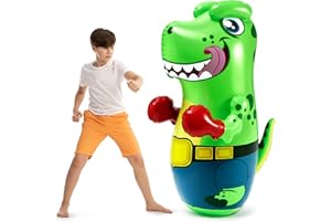 JOYIN Sac de Frappe Dinosaure pour Enfants, Gonflable T-Rex Dinosaure Bopper 47 Pouces,Sac de Boxe Autoportant, Jouets de Boxe de Sac de Rebond, pour Les garçons Cadeau Exercice Jouets de soulage