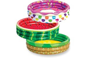 SLOOSH Quoersrti 3 Pack 45" x 10" Inflatable Kiddie Pools, Watermelon Pineapple Cupcake Swimming Pool for Kids Summer Fun, Indoor & Outdoor Water Pool Baby Swimming Pool Pit Ball Pool Pool