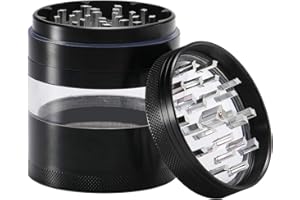 DCOU Grande Alluminio Spice Grinder - Impianto Grinder - Collettore di polline con Coperchio Magnetico e polline Catcher, 4 Pezzi, 2,5 Pollici, Nero (Nero)