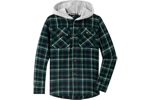 Spring&Mot pojkar långärmad rutig huva skjorta button-down flanellskjorta för barn