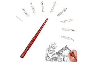 XCSJ 10 Pcs Penne a Inchiostro per Manga Dip Calligrafia Kit con 1 Portapenne e 9 Pennini, Pennini Disegno Manga Strumenti di Disegno Pennino Anime Comic Dip Pen per Disegno Manga Calligrafia Schizzi