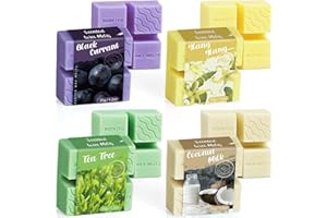 BARBAREN Cubos de cera de soja para quemador calentador de velas, tartas de cera veganas de larga duración, para uso doméstico y oficina, juego de regalo de fragancia hecha a mano para cumpleaños, 4 aromas