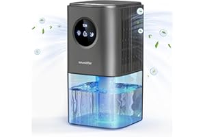 Deshumidificateur d' air Anti Moisissure, ANOEPUY Portable 1700ML Electrique Déshumidificateurs Silencieux Maison pour Chambre/Salle de bain/Cave avec LED 7 Couleurs Minuteur & Arrêt Automatique-Gris
