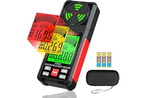 3-in-1 EMF Meter - Radiation Detector with Data Hold, Mute Function & Max Value Storage. Measures EF, RF, MF & WiFi Signals. Ideal for Home & Outdoor Use, Handheld Geiger Counter, YOJOCK (Red)
