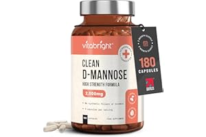 VitaBright D-Mannose Capsules | 2000mg Per Day | 180 Capsules | 2 Month Supply | High-Strength Alternative to Cranberry Tablets | Mix D Mannose Powder into Drinks | Pure Clean Formula