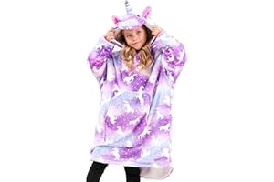 Piefry Felpa con Cappuccio Unicorno per Ragazze, Unicorno Felpa con Cappuccio Oversize per Bambini