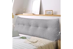 WUIOYNF Weiches Keilkissen Bett Großes Rückenkissen, bequem und stützend, Lesekissen Wandkissen Lendenkissen für Couch und Betten, Stützkissen, Nackenkissen mit abnehmbarem Bezug(Hellgrau-120x20x50cm)