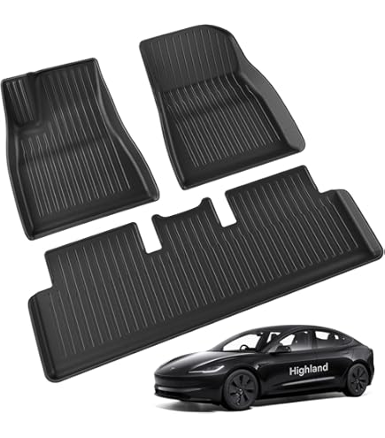 YITAHOME Tesla Model 3 Highland Floor Mats Complete Set All-Weather Non-Slip High Wall 3D Waterproof All-Weather Indoor Mats Non-Slip Mat Set Compatible with Model 3 Highland Only (6 Pieces